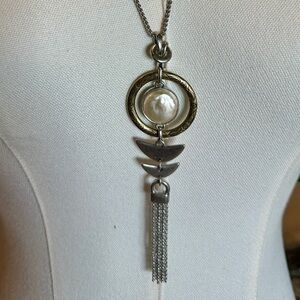 NWT Lucky Brand Silver Tone Tassel Pendant Necklace | Boho Statement
